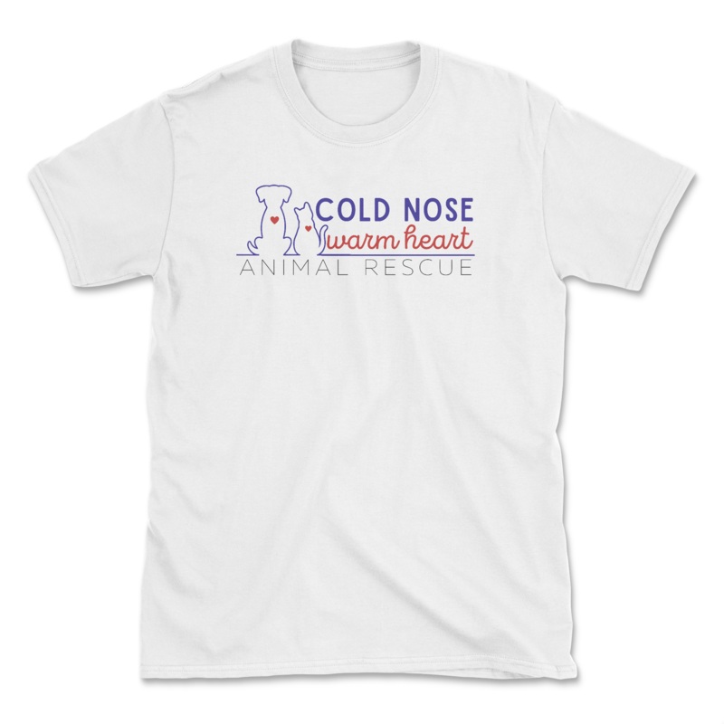 Logo (Front Print) – White (Cold Nose Warm Heart) (Adult Short Sleeve T-Shirt)
