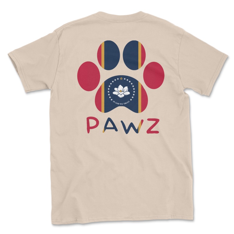 Mississippi Flag Paw (Adult Short Sleeve T-Shirt)