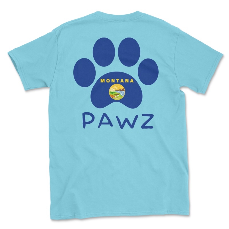 Montana Flag Paw (Adult Short Sleeve T-Shirt)