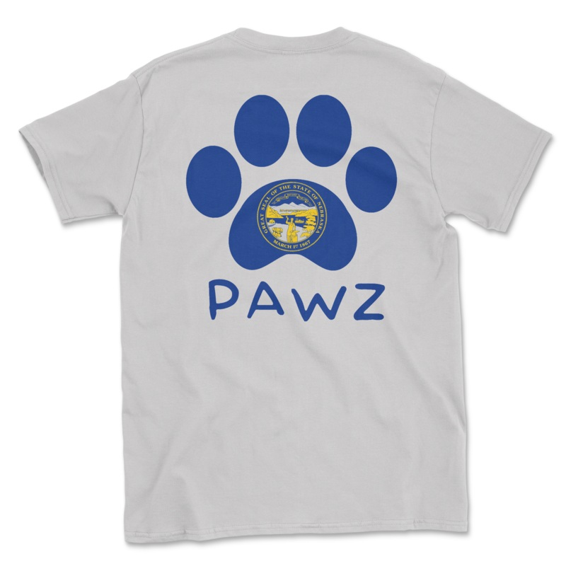 Nebraska Flag Paw (Adult Short Sleeve T-Shirt)