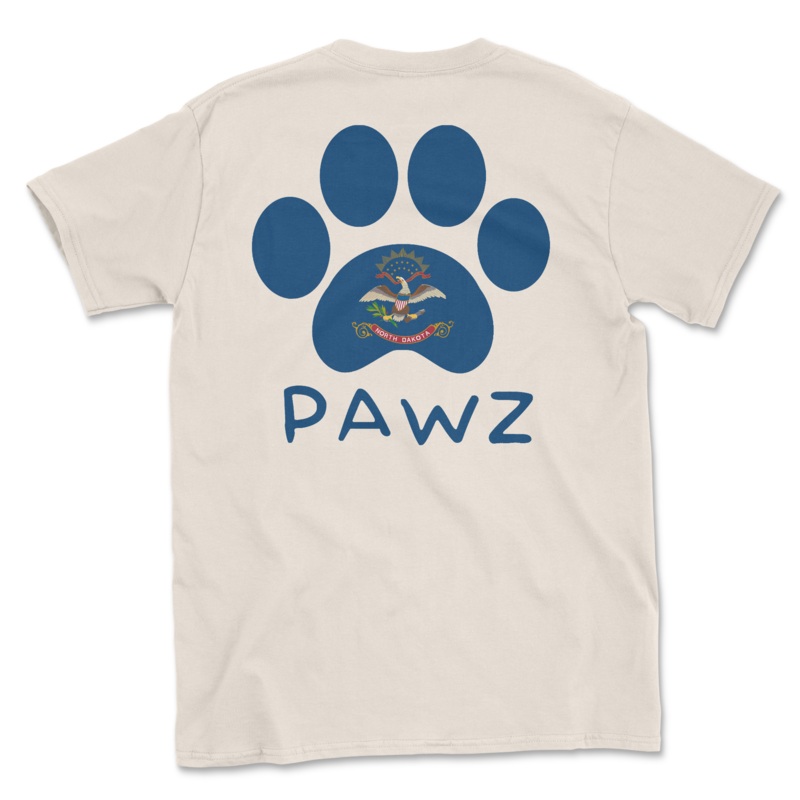 North Dakota Flag Paw (Adult Short Sleeve T-Shirt)