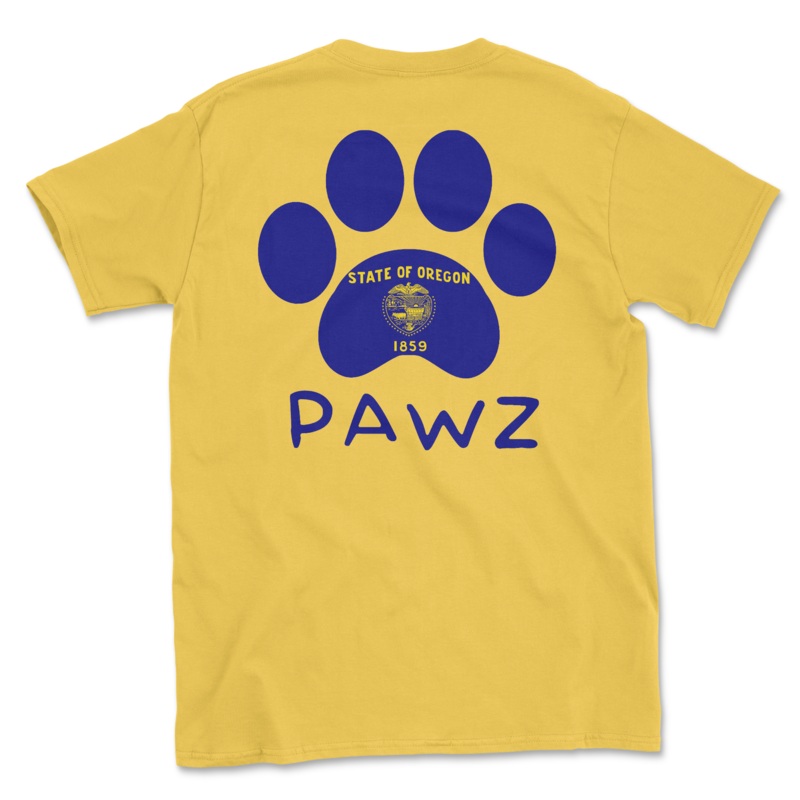 Oregon Flag Paw (Adult Short Sleeve T-Shirt)
