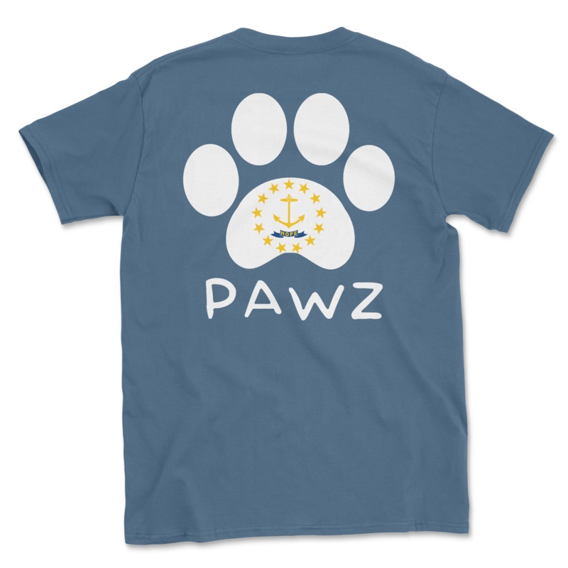 Rhode Island Flag Paw (Adult Short Sleeve T-Shirt)