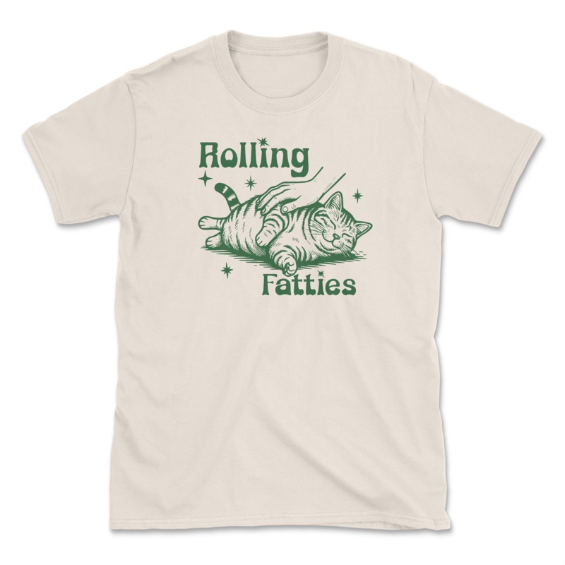 Rolling Fatties – Natural (Front Print) (Adult Short Sleeve T-Shirt)