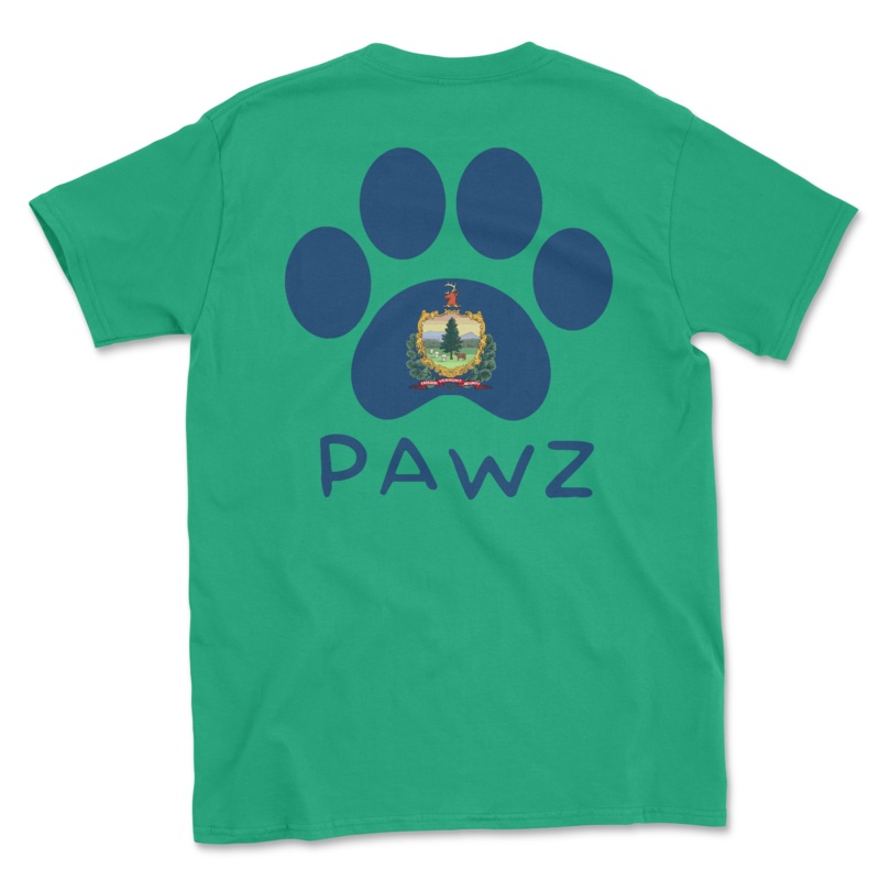 Vermont Flag Paw (Adult Short Sleeve T-Shirt)