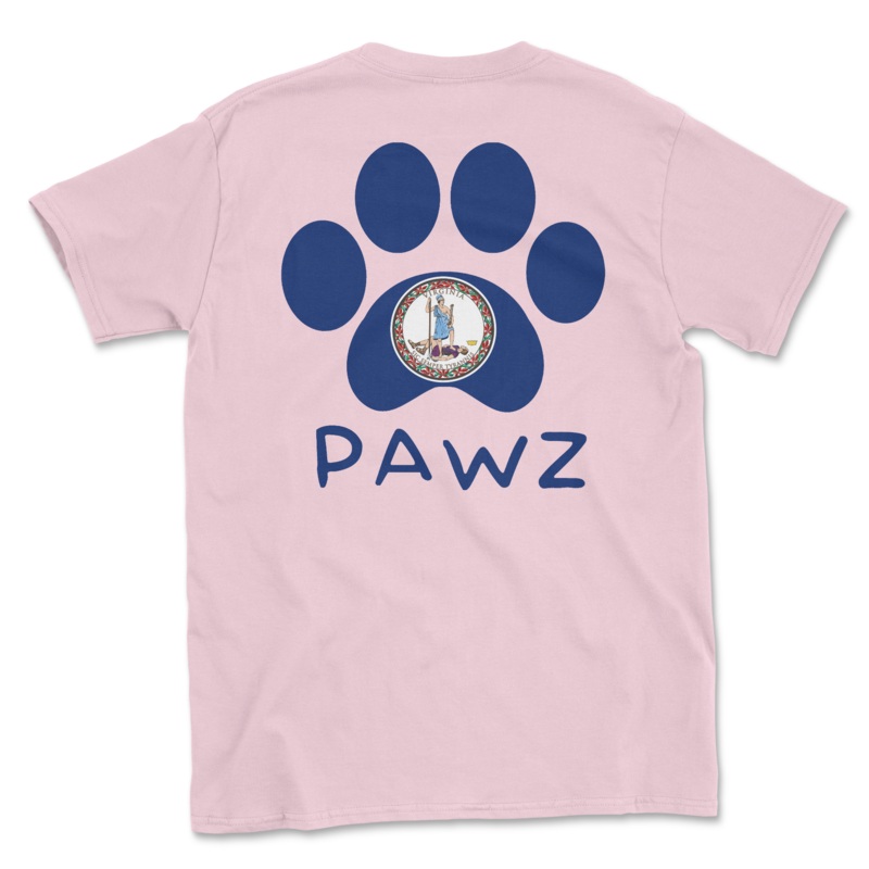 Virginia Flag Paw (Adult Short Sleeve T-Shirt)