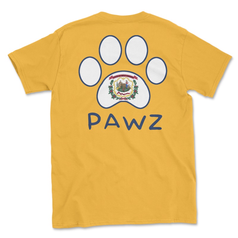 West Virginia Flag Paw (Adult Short Sleeve T-Shirt)