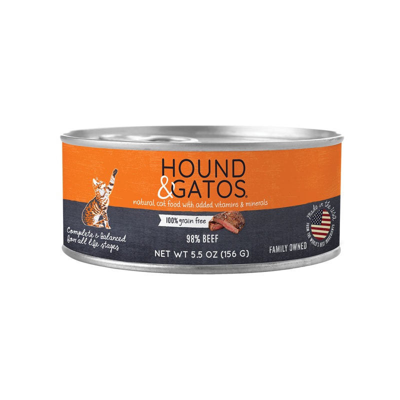 Hound & Gatos Canned Cat Food|Beef|Chicken|Duck|Gamebird|Salmon, Mackerel & Sardine|Turkey|Lamb|5.5 oz Case of 24