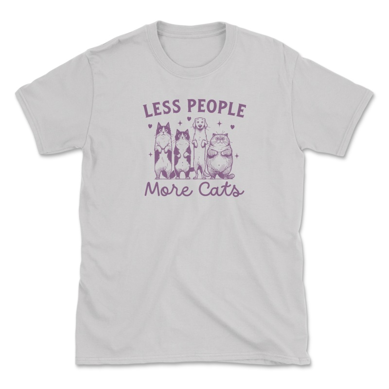 Less People More Cats (Front Print) (Adult Short Sleeve T-Shirt)