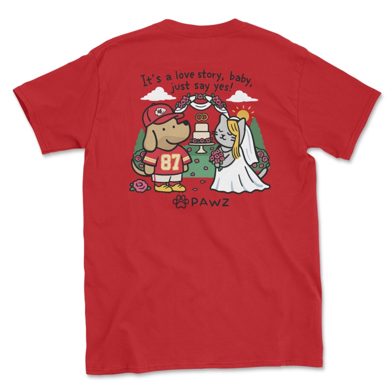 Love Story – (Cherry Red) (Adult Short Sleeve T-Shirt)