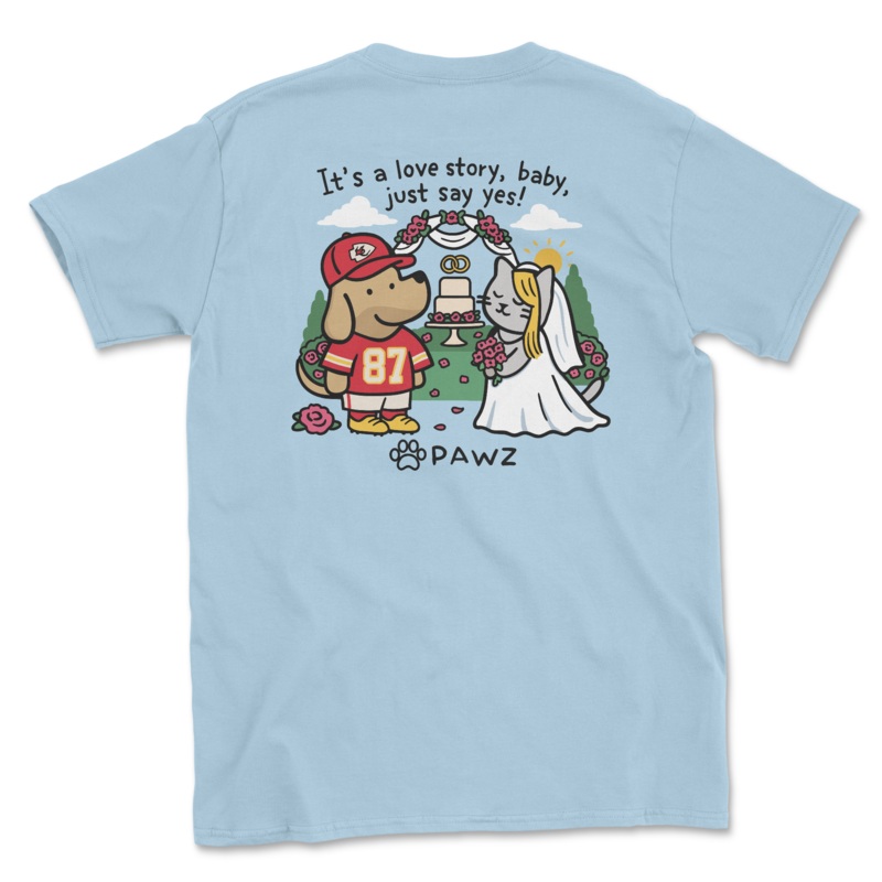 Love Story – (Light Blue) (Adult Short Sleeve T-Shirt)