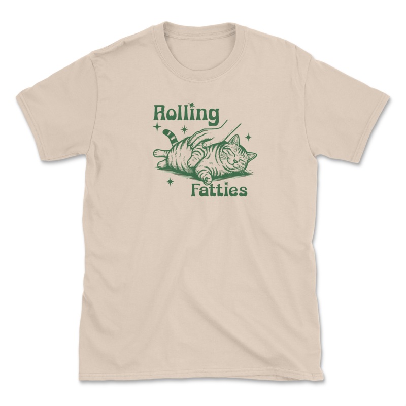 Rolling Fatties – Sand (Front Print) (Adult Short Sleeve T-Shirt)
