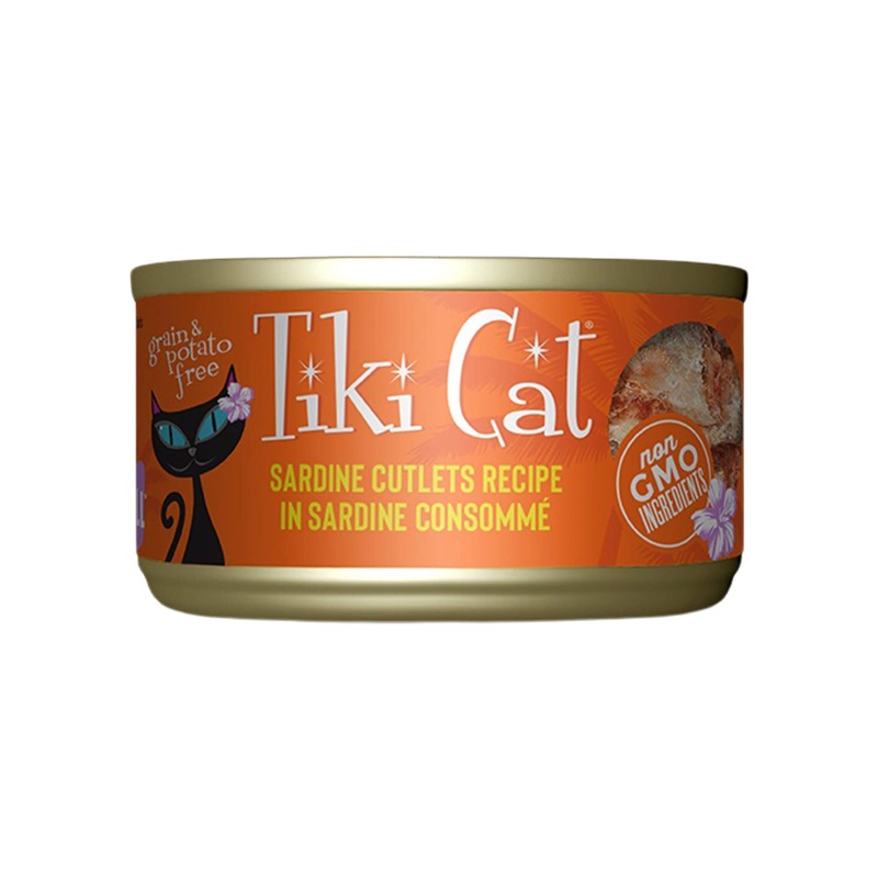Tiki Cat Grill Wet Cat Food|Sardine Cutlets|Tuna Crab Surimi|Sardine Cutlets in Lobster Consomme|Ahi Tuna|2.8 oz Case of 12