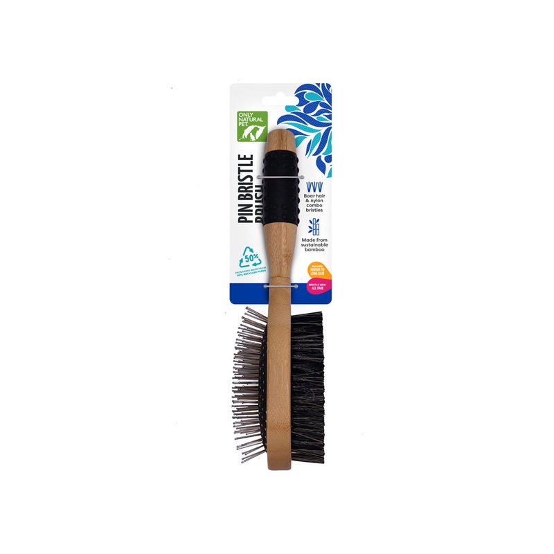 Pin Bristle Brush with Bamboo Handle for Dogs