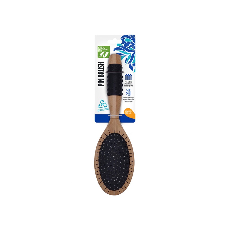 Pin Brush with Bamboo Handle for Dogs