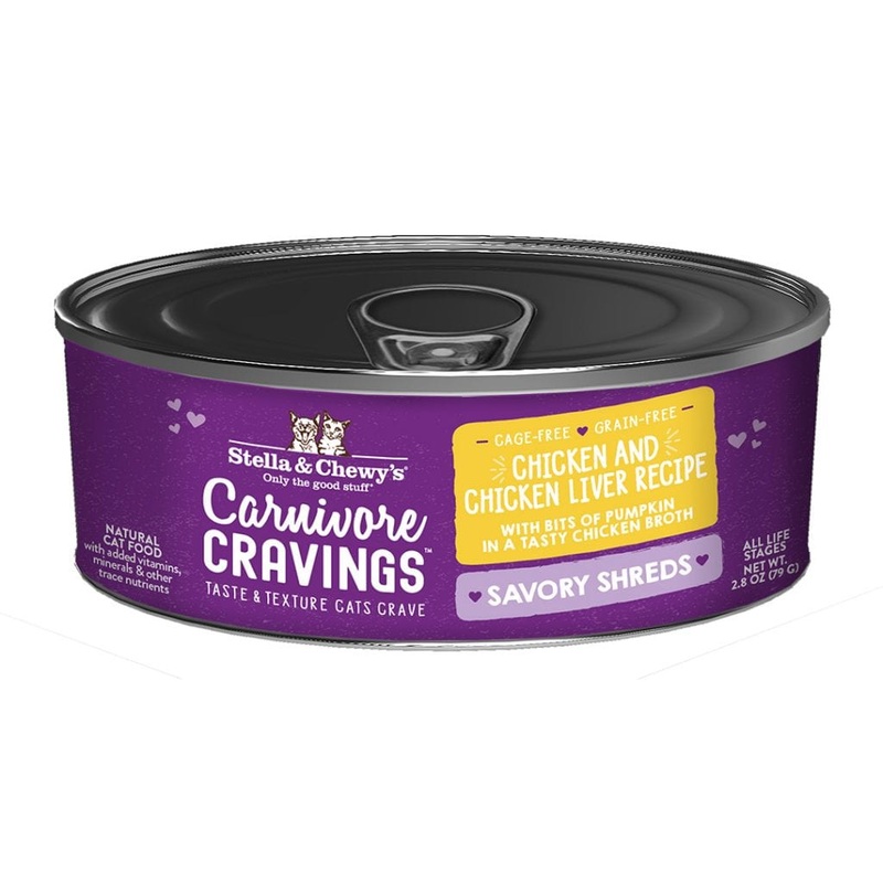 Stella & Chewy’s Carnivore Cravings Savory Shreds Chicken & Chicken Liver Wet Cat Food