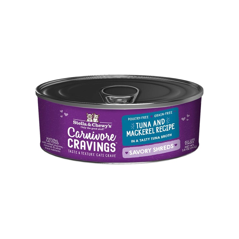Stella & Chewy’s Carnivore Cravings Savory Shreds Tuna & Mackerel Wet Cat Food