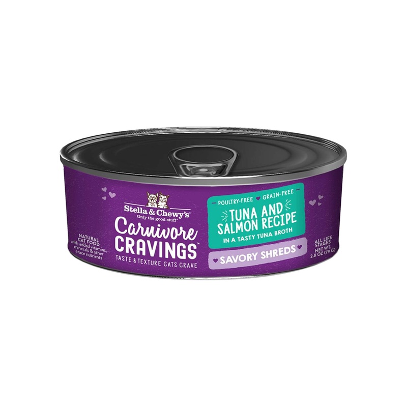 Stella & Chewy’s Carnivore Cravings Savory Shreds Tuna & Salmon Wet Cat Food