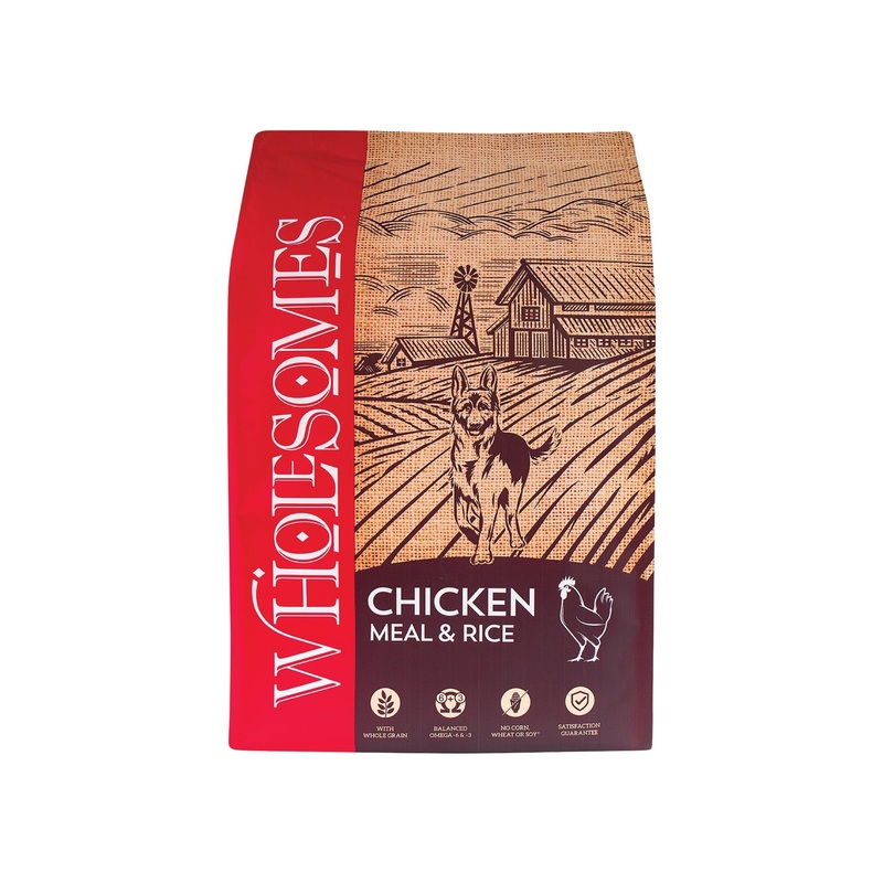 Wholesomes Adult Dry Dog Food|Chicken Meal & Rice (40 lb bag)|Lamb Meal & Rice (40 lb bag)|Beef Meal & Rice (40 lb bag)|Fish Meal & Rice (40 lb bag)