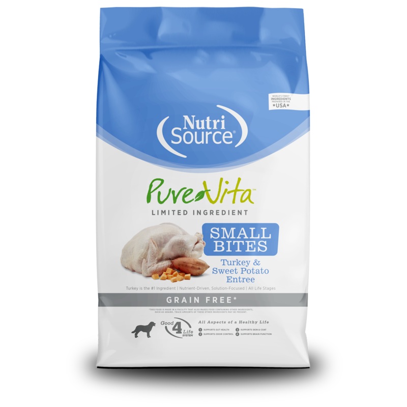 NutriSource PureVita Small Bites Turkey & Sweet Potato Entre Grain Free Limited Ingredient Dog Food
