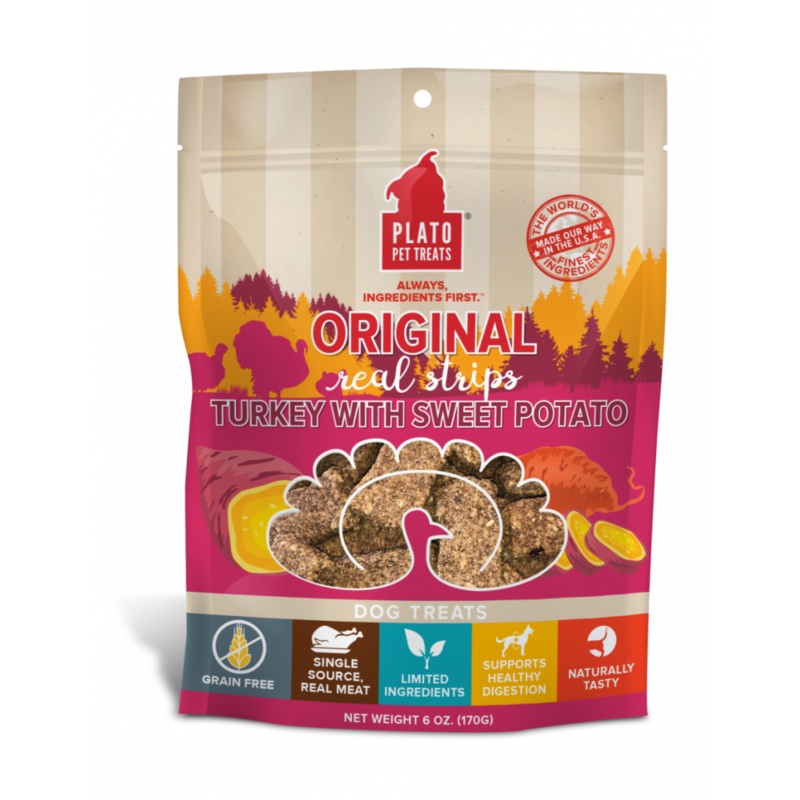 Plato Grain Free Real Strips Turkey With Sweet Potato Dog Treats