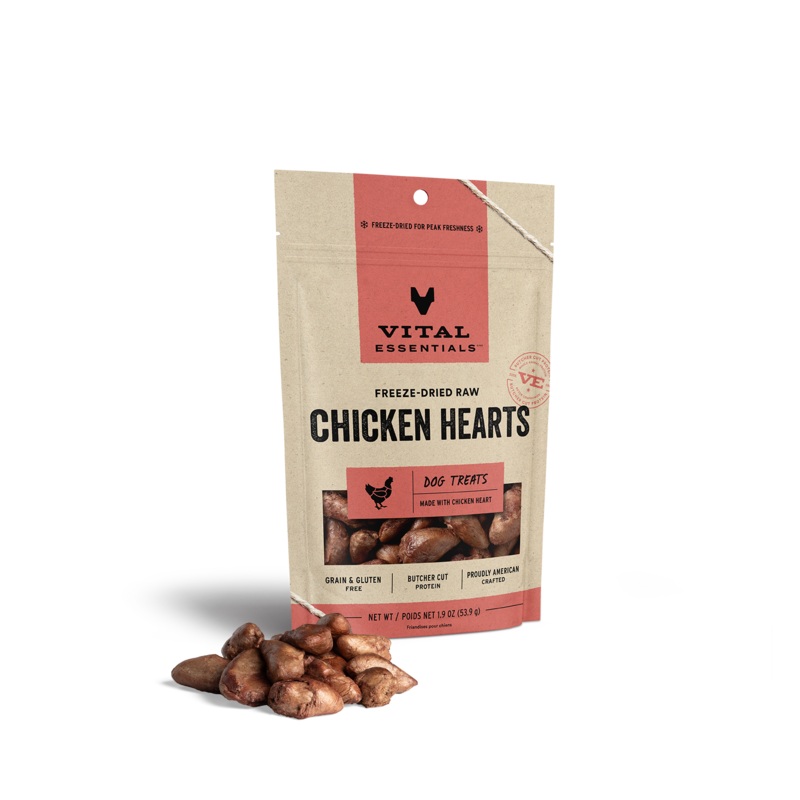 Vital Essentials Freeze Dried Raw Chicken Hearts Dog Treats