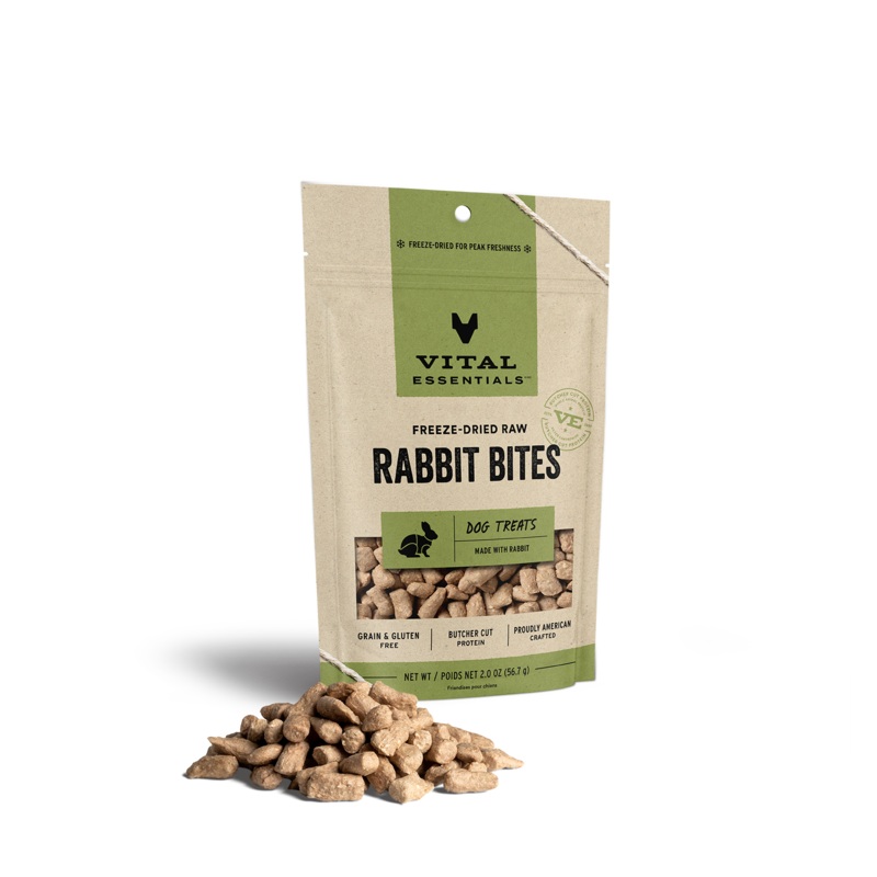 Vital Essentials Freeze Dried Raw Rabbit Bites Dog Treats