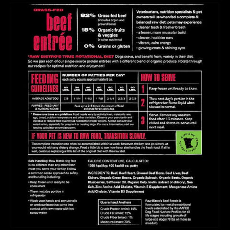 Raw Bistro Frozen Beef Entree|6 Lb|18 Lb|3 Lb