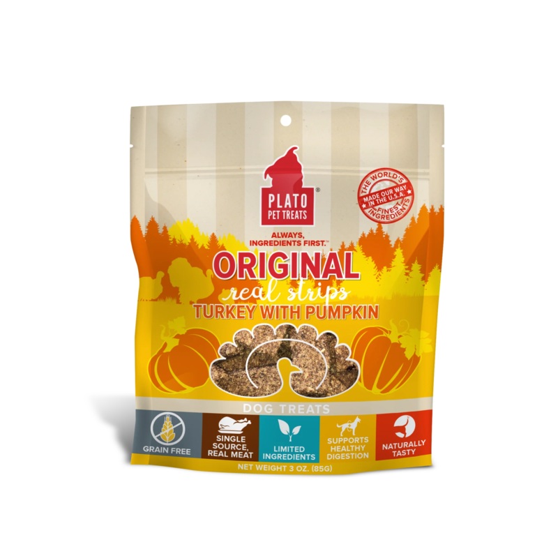 Plato Real Strips Turkey With Pumpkin Meat Bar Dog Treats