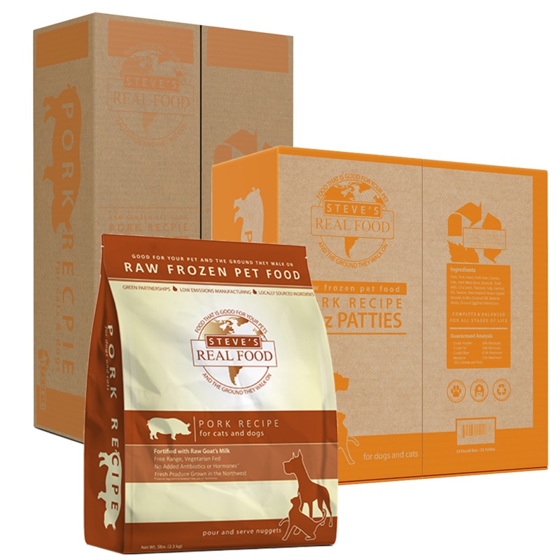 Steve’s Real Food Frozen Raw Pork Diet for Dogs and Cats