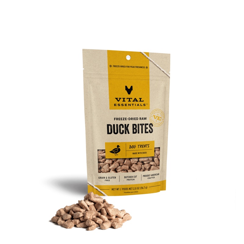 Vital Essentials Freeze Dried Raw Duck Bites Dog Treats