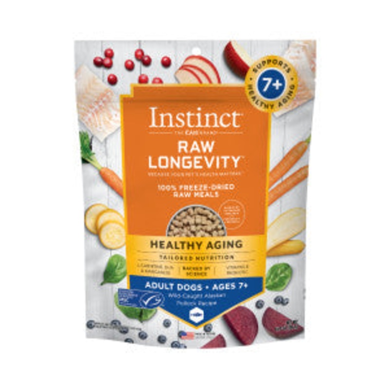 Instinct Raw Longevity 100% Freeze-Dried Raw Meals Wild-Caught Alaskan Pollock Recipe For Adult Dogs 7+