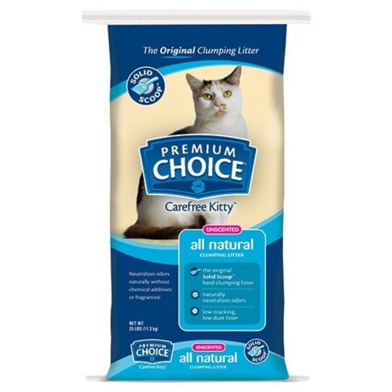 Premium Choice Carefree Kitty  Unscented Solid Scoop Clumping All Natural Cat Litter