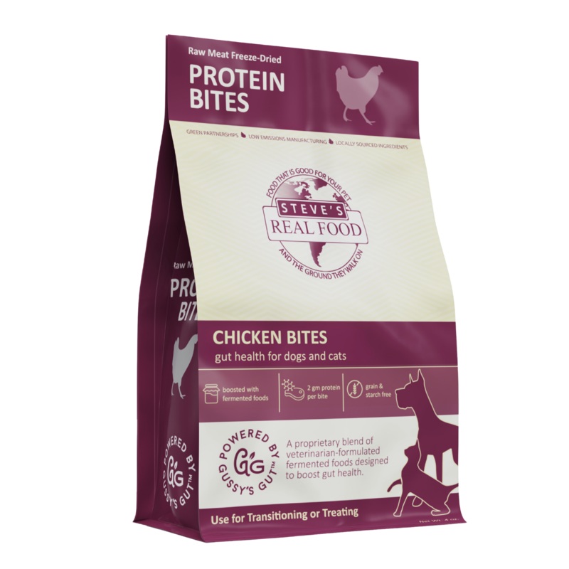 Steve’s  Chicken Protein Bites  Freeze-Dried Gut Health Treats for Dogs and Cats