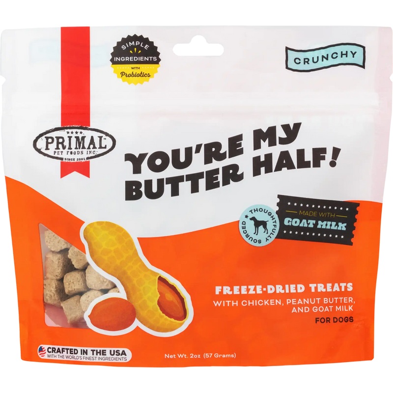 Primal You’re My Butter Half Chicken, Peanut Butter, and Goat Milk Freeze Dried Dog Treats