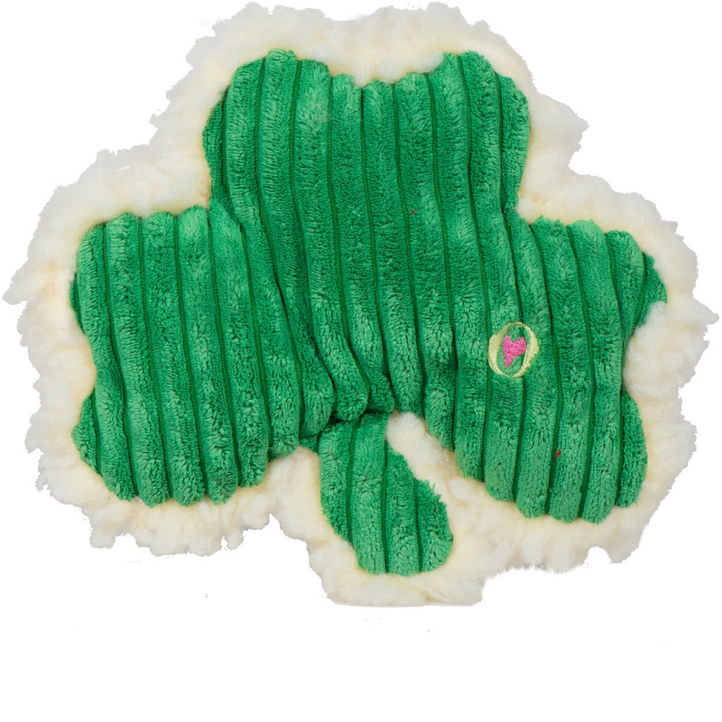 HuggleHounds HuggleFleece & Corduroy Shamrock Plush Dog Toy