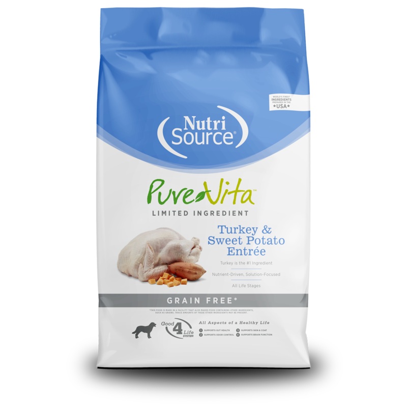 NutriSource Pure Vita Turkey & Sweet Potato Entre Grain Free Limited Ingredient Dog Food
