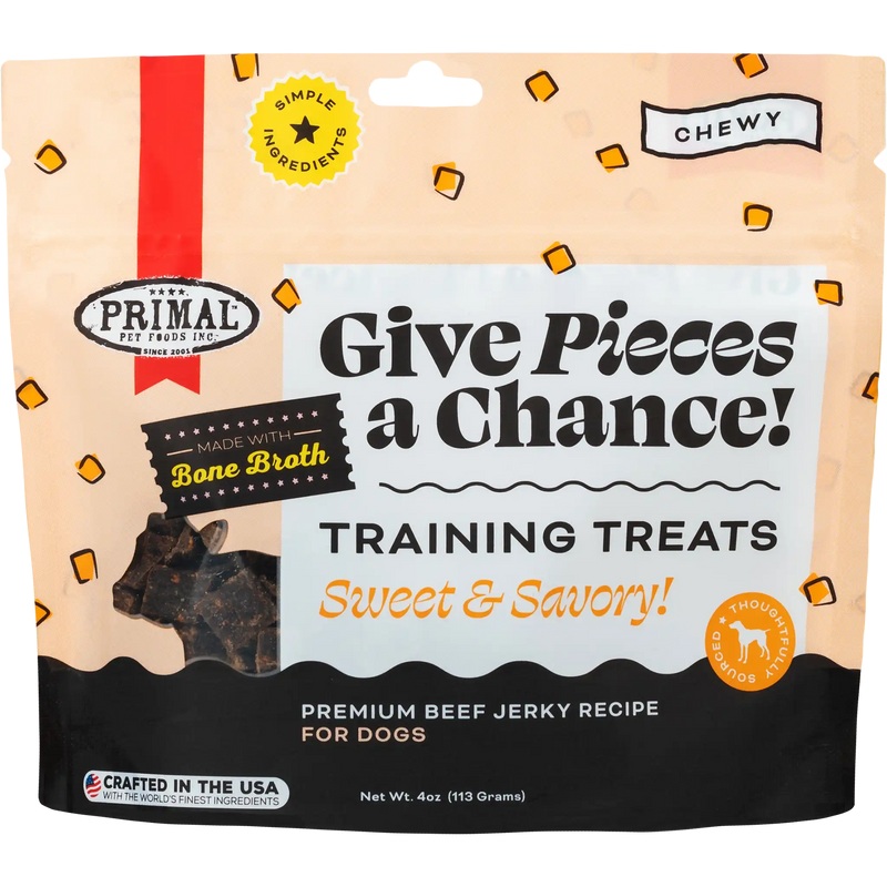 Primal Pet Foods Give Pieces a Chance Beef Jerky Pieces Recipe Dog Treats