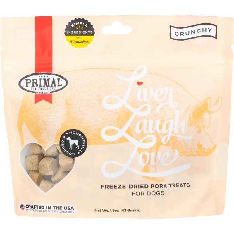 Primal Pet Foods Liver Laugh Love Freeze-Dried Treats for Dogs Pork Liver Recipe