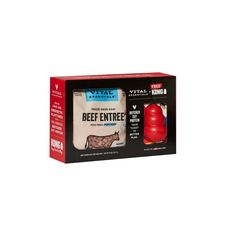 Vital Essentials Freeze Dried Beef Mini Nibs & Kong Bundle