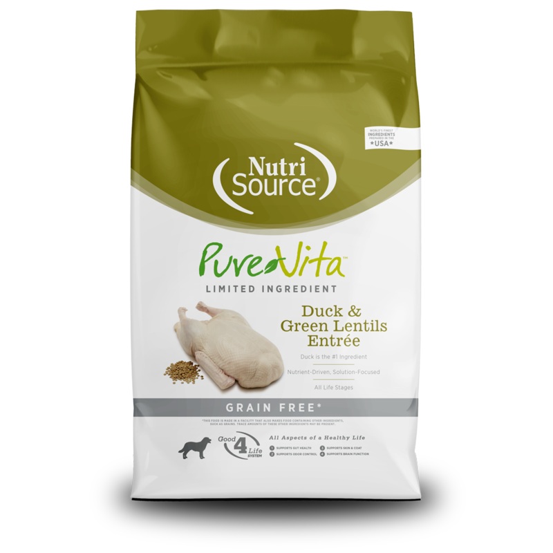 NutriSource PureVita Duck & Green Lentils Entre Grain Free Limited Ingredient Dog Food