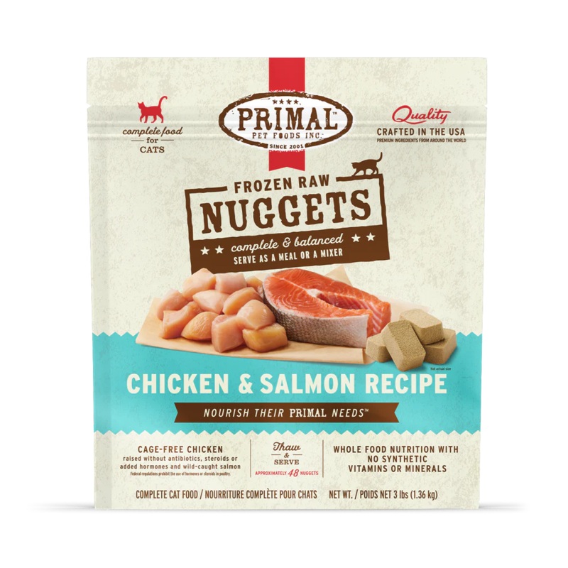 Primal Pet Foods Frozen Raw Nuggets Cat Food Chicken & Salmon Recipe
