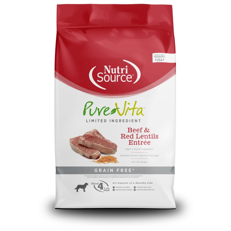 NutriSource PureVita Beef & Red Lentils Entre Grain Free Limited Ingredient Dog Food