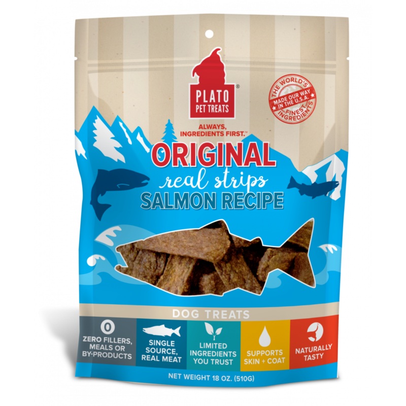 Plato All Natural Salmon Strips Dog Treats