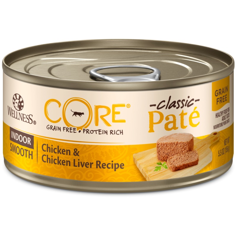 Wellness CORE Natural Grain Free Indoor Chicken and Chicken Liver Smooth Pate Wet Canned Cat Food