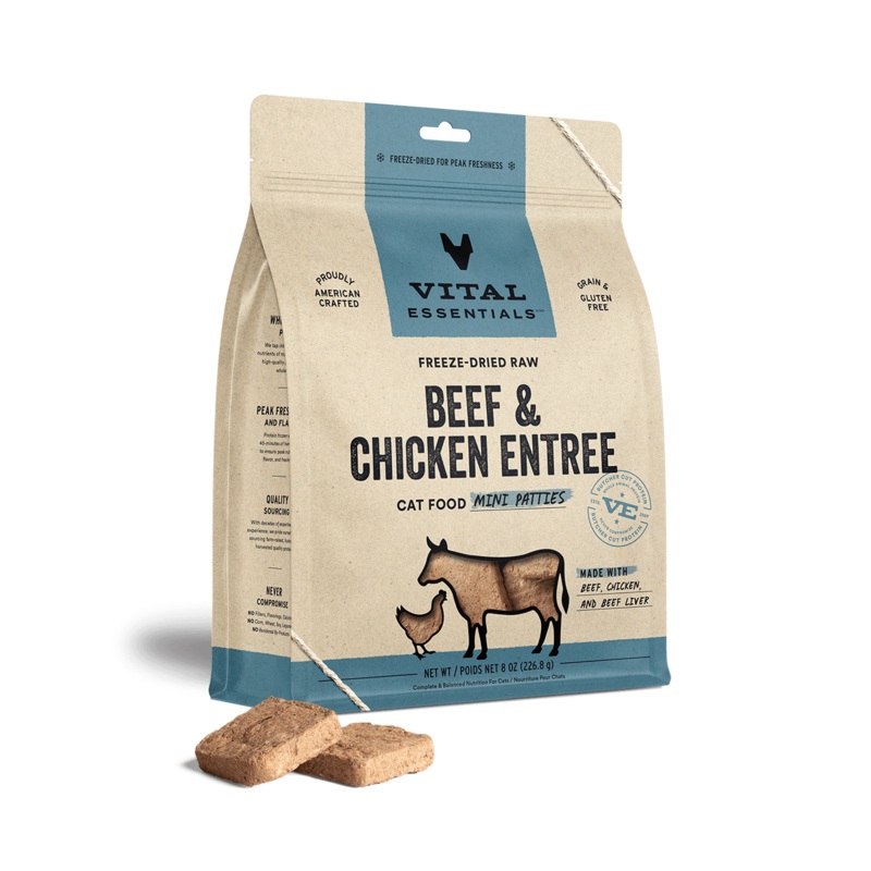 Vital Essentials Freeze-Dried Raw Beef & Chicken Entree Mini Patties Cat Food