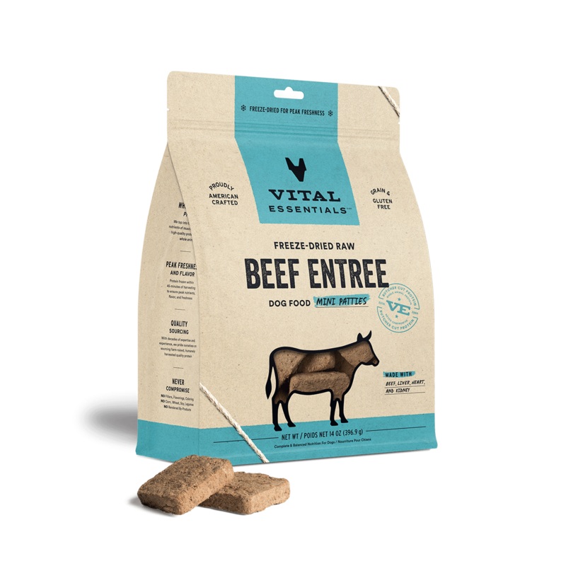 Vital Essentials Freeze-Dried Raw Beef Entre Mini Patties Dog Food