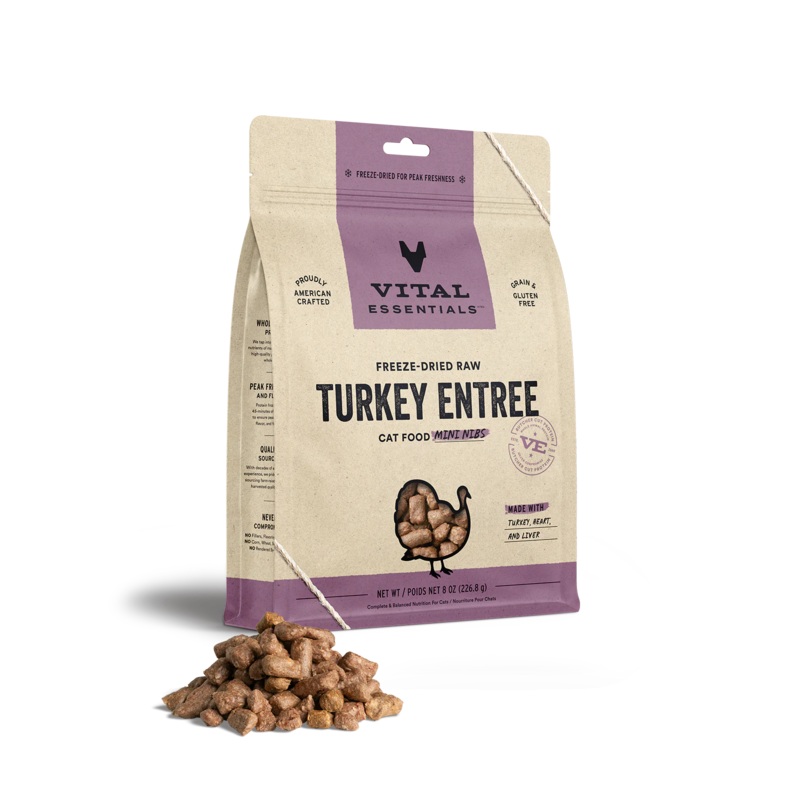 Vital Essentials Freeze-Dried Raw Turkey Entree Mini Nibs Cat Food
