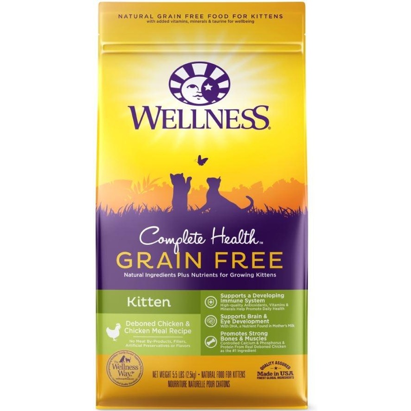 Wellness Complete Health Natural Kitten Grain Free Deboned Chicken and Chicken Meal Dry Cat Food