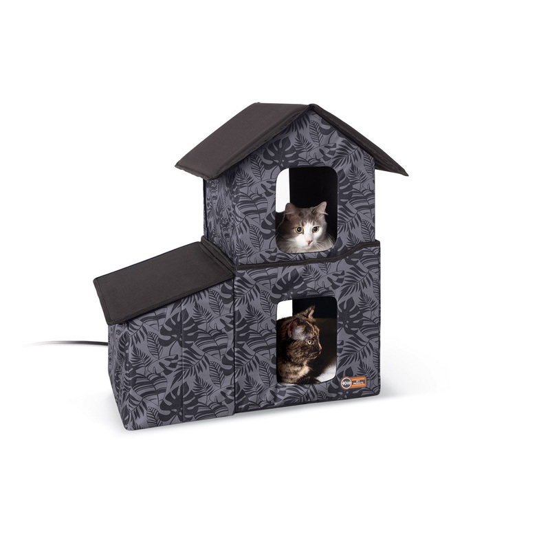 K&H Outdoor Two-Story Kitty House with Dining Room – Heated & Unheated